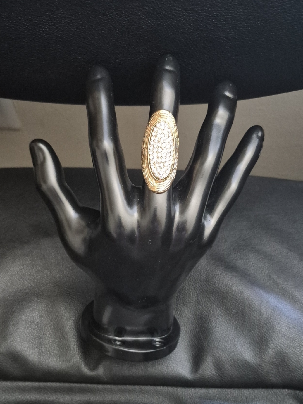 Gold Crystal Oval Statement Ring - Women Jewelry